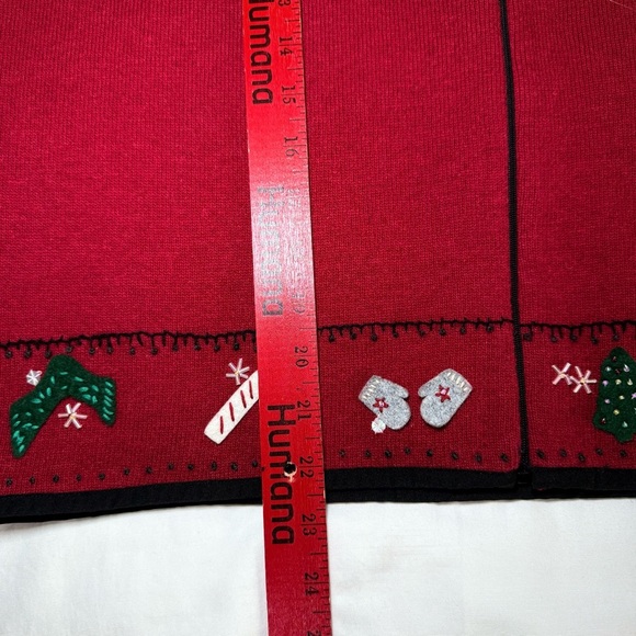 Woolrich Sweater Vest Women's XL Ruby Red Lambswool Full Zip Holiday Winter Felt - Picture 6 of 8